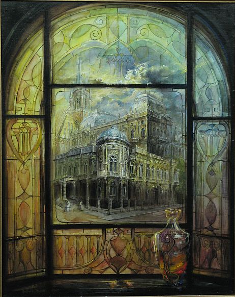 Barbara Rosiak, Łódzkie okno, 75x60 cm, 2001